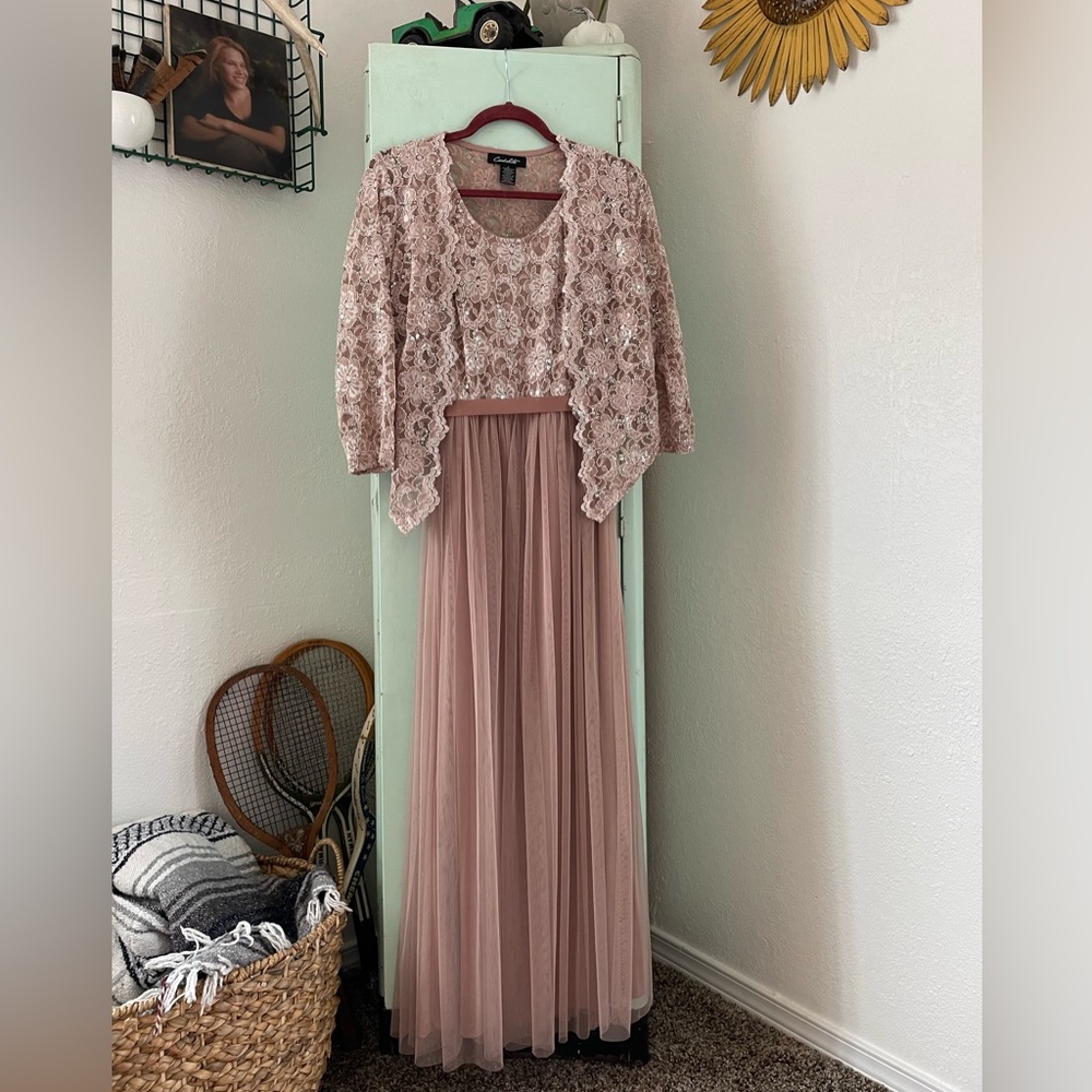 Candalite Dress, Tulle, Sequined,Dusty Pink, Size Small